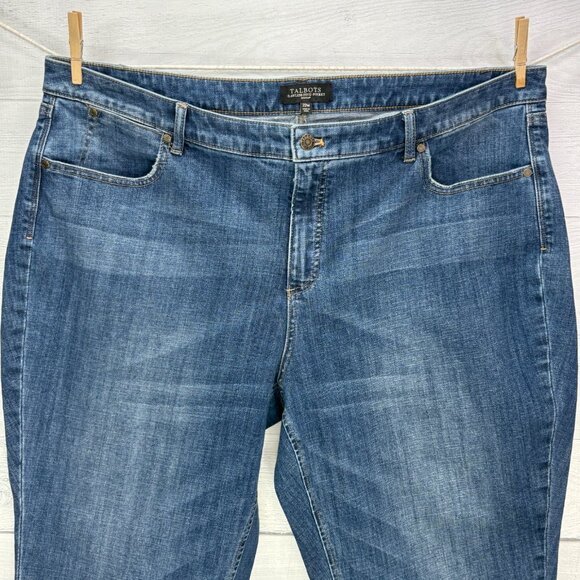 Talbots Flawless Five Pocket Jeans Womens 22W Blue Straight Raw Hem Release Hem - Picture 4 of 11